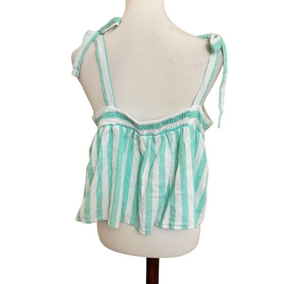 Stoney Clover Lane x Target Linen Blend Green White Striped Crop Top Large NEW - Picture 2 of 5